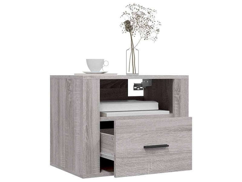  Lot de 2 tables de chevet - cabinet de chevet - table de nuit murales sonoma gris 50x36x40 cm  - Conforama C