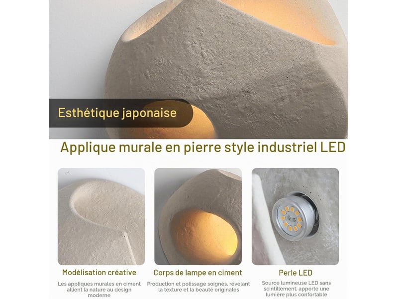  Applique murale intérieure de style wabi-sabi  chambre art déco pour salon chambre couloir  - Conforama C