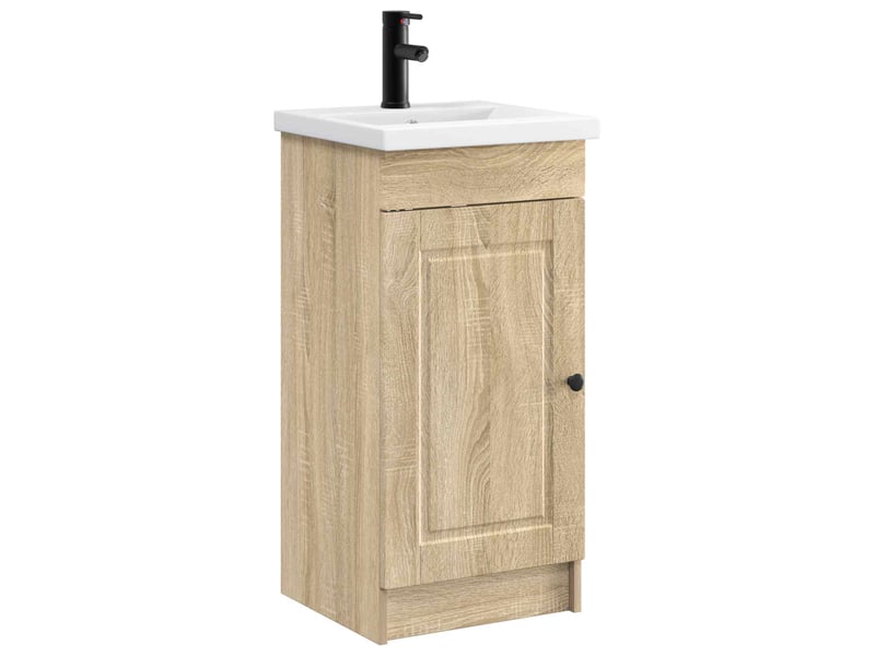  Meuble salle de bain avec évier, meuble de rangement chêne sonoma shl1305  - Conforama A