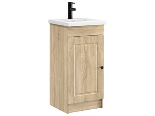 Meuble salle de bain avec évier, meuble de rangement chêne sonoma shl1305