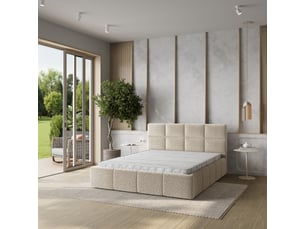 Lit coffre 160x200 cm <strong>MASSENO</strong>  <strong></strong> coloris beige