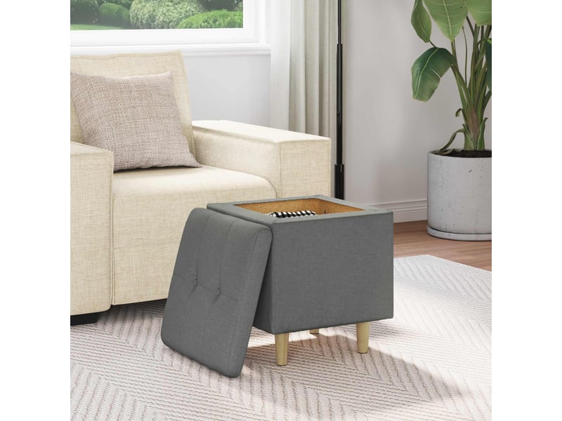  Ottoman, repose pied salon avec rangement gris foncé 40x40x45 cm tissu  - Conforama D