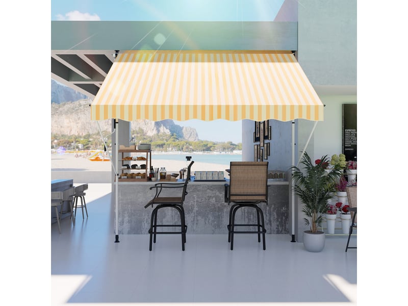  Store banne rétractable manuelle 300 x 150 x 170-280 cm avec hauteur réglable, manivelle et protection solaire pour terrasse, orange  - Conforama C