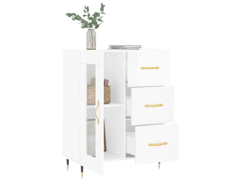  Buffet - bahut - meuble de rangement blanc brillant 69,5x34x90 cm bois d'ingénierie  - Conforama D