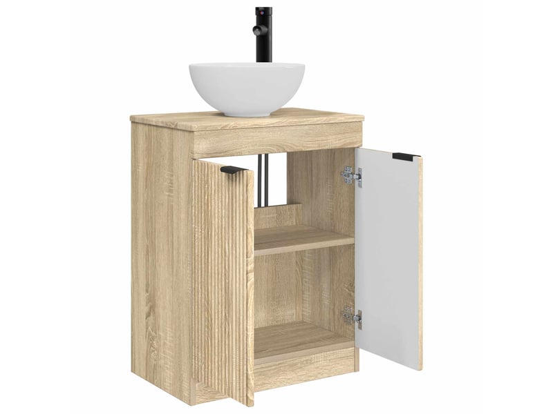  Meuble salle de bain avec évier, meuble de rangement chêne sonoma 54x35x83 cm shl9615  - Conforama D