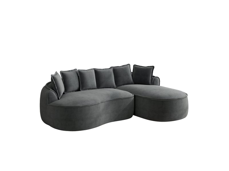  Canapé modulaire d’angle 3 pl 252x164x67 cm, pour salon, sans cadre, canapé comprimé, assise profonde, chenille, gris  - Conforama A
