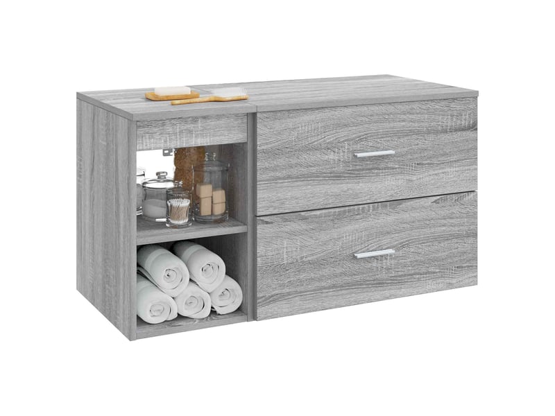 Ensemble de mobilier de salle de bain 2 pcs sonoma gris shl8302 - Conforama C