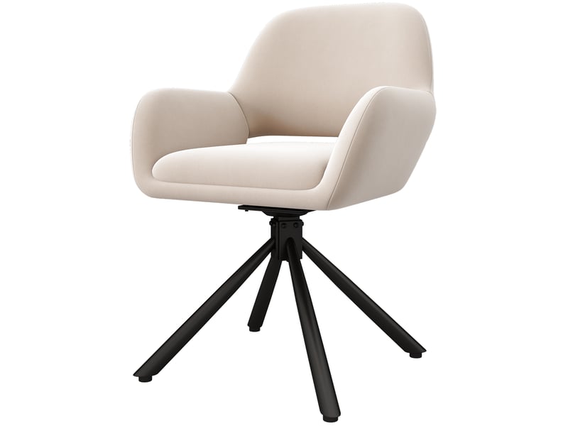  Lot de 2 chaise de salle à manger 60x60x80 cm, pivotante, confort, avec accoudoirs, design contemporain, métal, velours, beige  - Conforama A