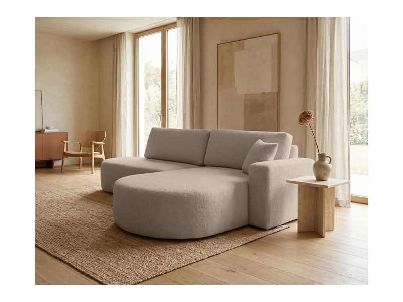  Canapé d'angle max réversible et convertible kiara 5 places en tissu bouclette - taupe KIARA - Conforama B
