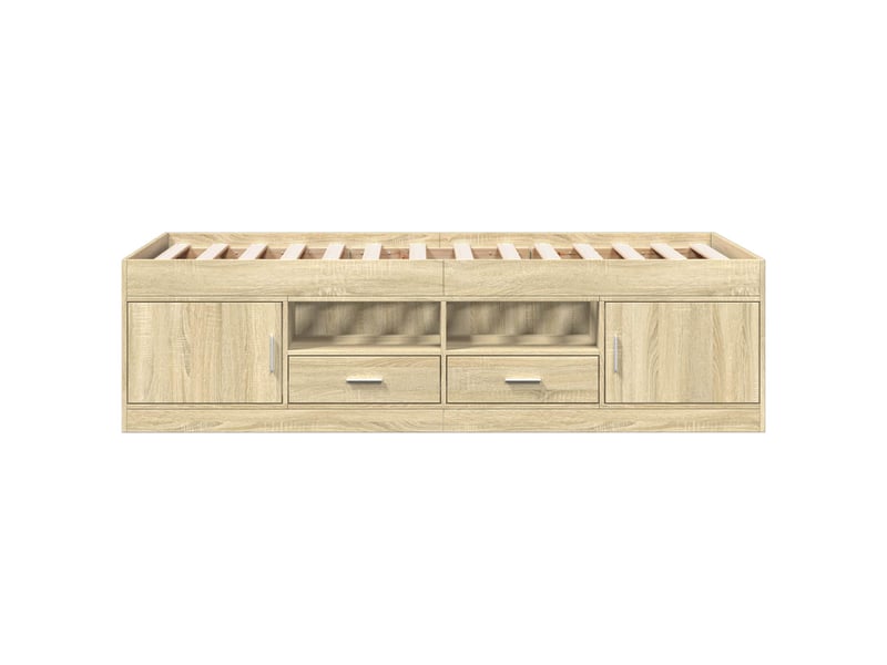  Lit simple- lit adulte -  cadre de lit avec rangement avec porte chêne sonoma 80 x 200 cm  - Conforama D
