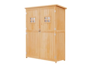 Armoire de jardin en bois massif de sapin 2 portes 2 étagères 127,5 x 50 x 164 cm