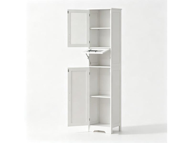  Colonne salle de bain sur pied, 2 portes, 1 tiroir, étagères réglables  - Conforama A