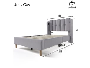 Lit simple 90x200 cm coloris gris
