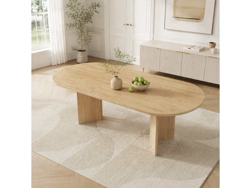 Table extensible pour 6 à 8 personnes avec plateau épais et angles arrondis, style moderne, en mdf chêne, 140180 × 90 cm - Conforama C