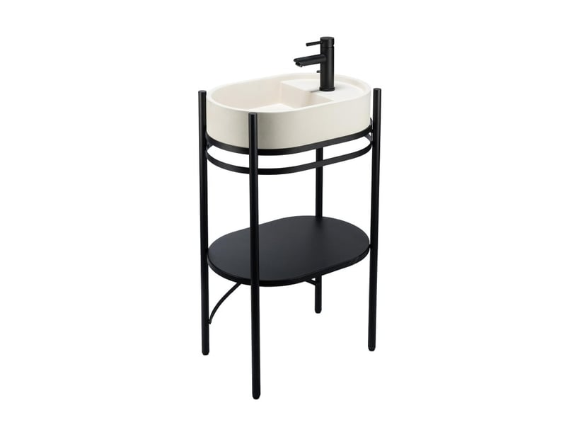 Meuble simple vasque lucia sur pieds 55cm métal noir et vasque béton MTC 3460 - Conforama B