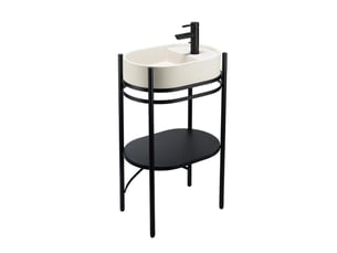 Meuble simple vasque lucia sur pieds 55cm métal noir et vasque béton