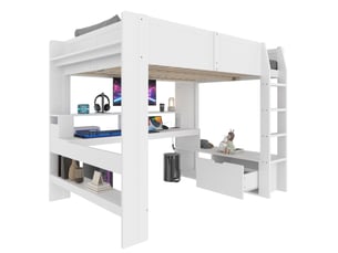 Lit mezzanine 140x200 cm <strong>MODENUIT </strong>  <strong></strong> coloris blanc