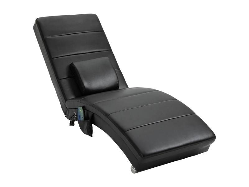 Fauteuil relax massant noir, 8 points, fauteuil inclinable sans accoudoirs avec coussin lombaire pour salon - Conforama A