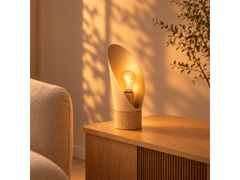  Lampe à poser en métal crème et bois h30 cm-spoon Spoon - Conforama E