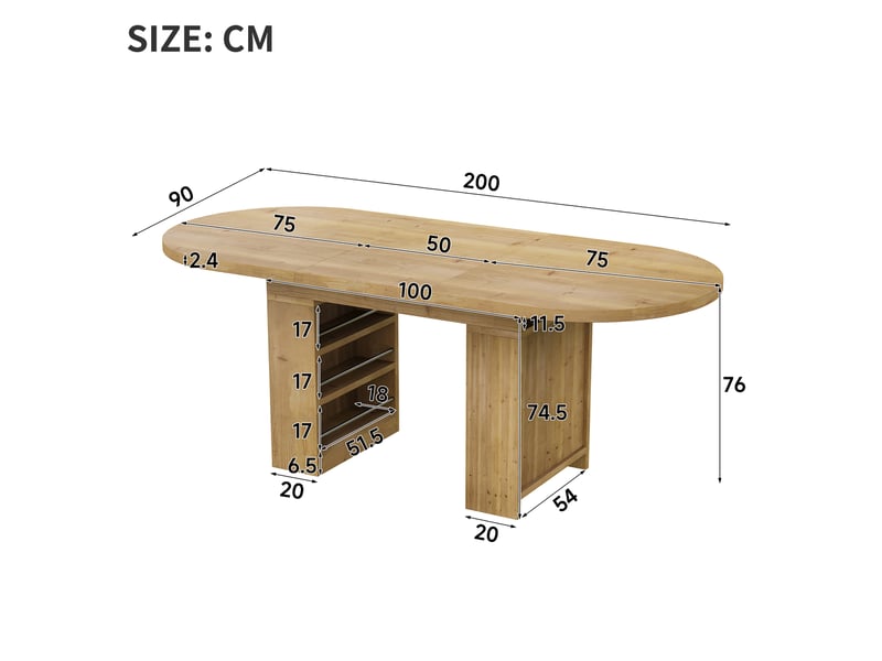 Table à manger extensible,150200x90 cm,avec rangement,mdf,coloris chêne - Conforama C