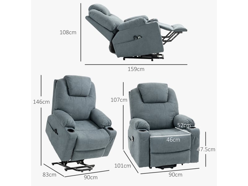  Fauteuil releveur électrique massant chauffant, gris foncé, inclinable à 135°, pour salon et repos quotidien  - Conforama C