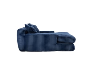 Canapé droit convertible 1 place en velours côtelé bleu marine avec 3 coussins, sans montage, pour se détendre