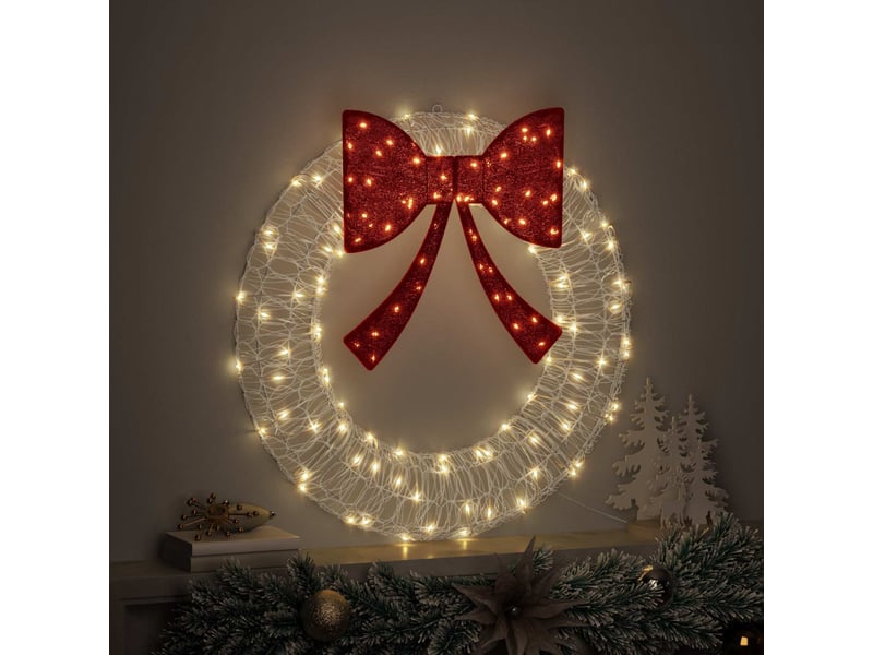  Couronne de noël, décoration de noël 60 led blanc chaud 76 x 76 x 8,5 cm acrylique cf61756  - Conforama C
