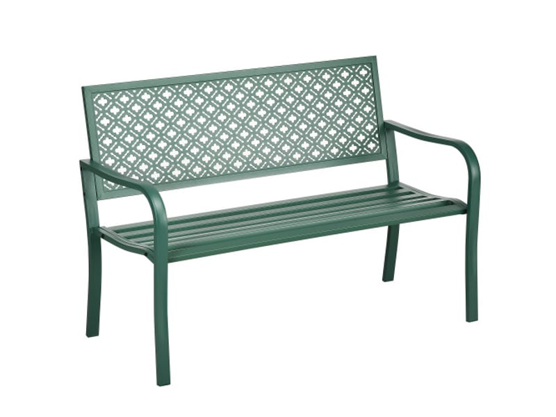 Banc de jardin vert foncé, charge 280 kg, 127x63x83 cm, résistant aux intempéries, terrasse et jardin - Conforama A