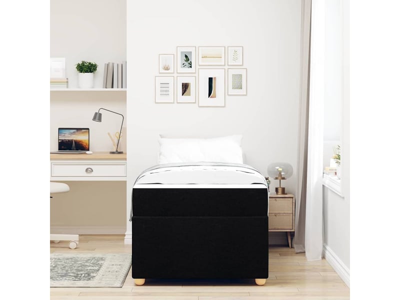  Lit simple- lit adulte -  cadre de lit avec matelas noir 80 x 200 cm tissu  - Conforama B