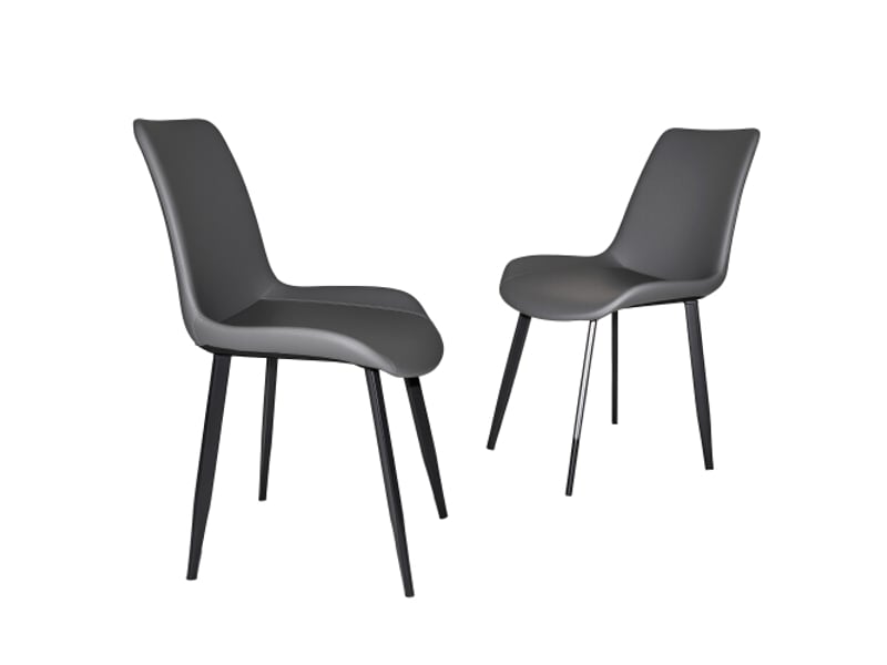 Chaises modernes de salle à manger en simili cuir gris, pieds acier carbone – lot de 4 – maisonrestoconférence - Conforama A