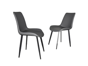 Chaises modernes de salle à manger en simili cuir gris, pieds acier carbone – lot de 4 – maisonrestoconférence