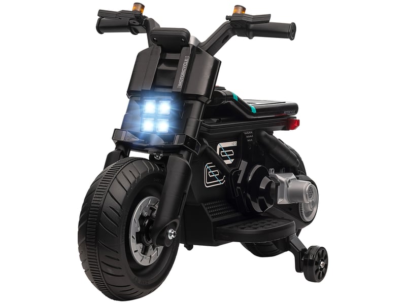  Moto électrique pour enfants de 3 à 5 ans, en polypropylène et métal, avec roues, klaxon et musique, 86 x 44 x 58 cm, noire  - Conforama B