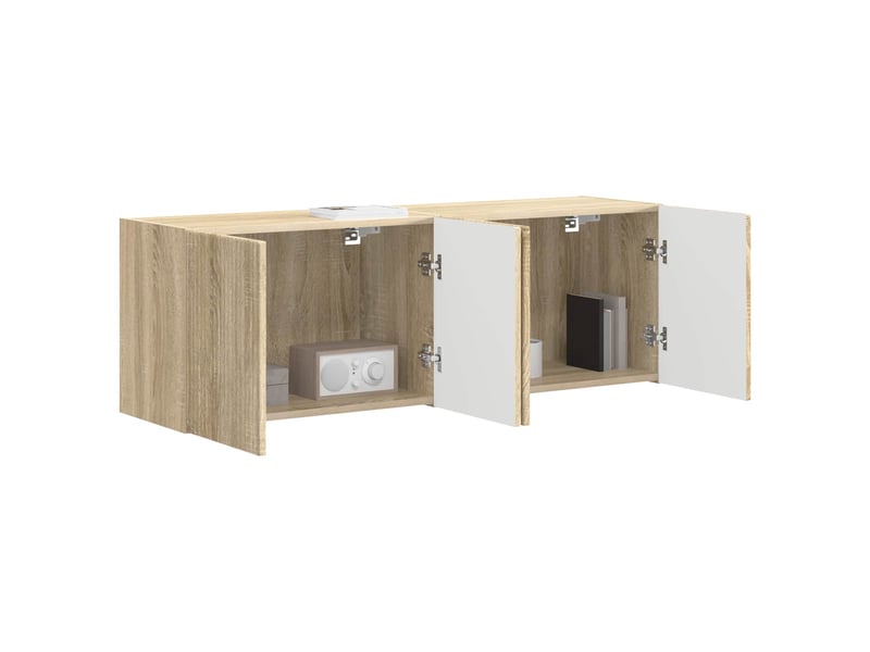  Meuble tv - banc tv - meuble de rangement mural 2 pcs chêne sonoma bois d'ingénierie  - Conforama C