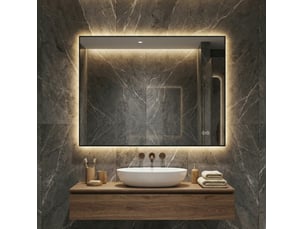 Miroir de salle de bain led 80x60 cm – argent – antibuée, variateur, cadre aluminium et mémoire