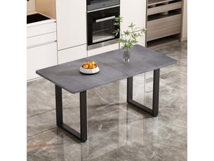 Table à manger rectangulaire 120 x 60 x 75 cm, plateau épais, pieds en métal, 4 à 6 personnes, gris et noir