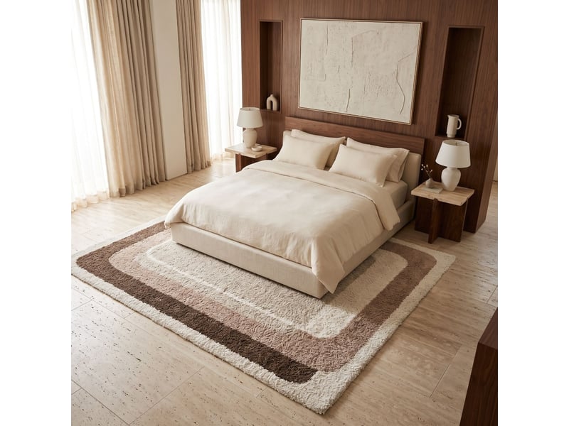  Tapis shaggy doux graphique beige et marron 120x170  - Conforama E