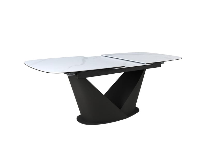  Table à manger extensible en métal marron plateau en céramique blanc 180-240 cm lerona VERONA-MARR-BLA - Conforama D