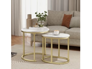 Table basse rond(e) coloris blanc <strong>FLORAGRACE</strong> <strong></strong> - 60 cmx43.5 cm