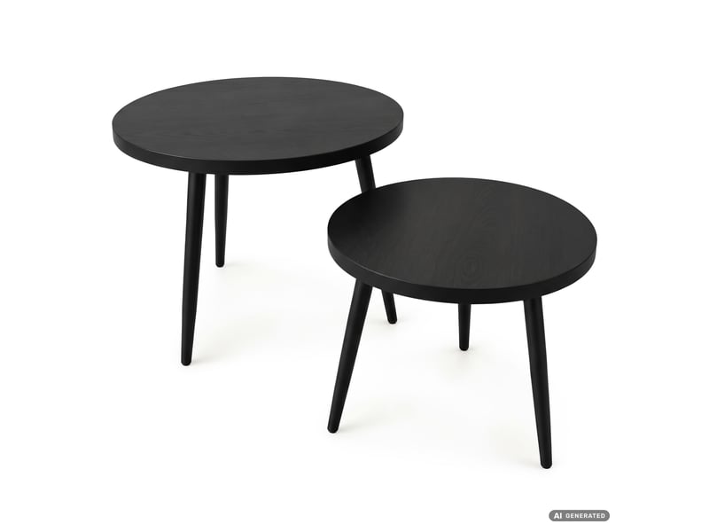 Lot de 2 tables basses twino noires 52 cm rondes pieds noirs 52x52x45 cm et 38x38x38 cm TWINO - Conforama A