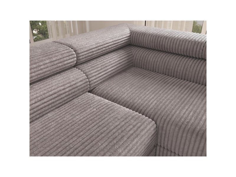  Canapé d'angle colesia convertible 5 places blanc crème velours côtelé – droit – 274x200cm  - Conforama D