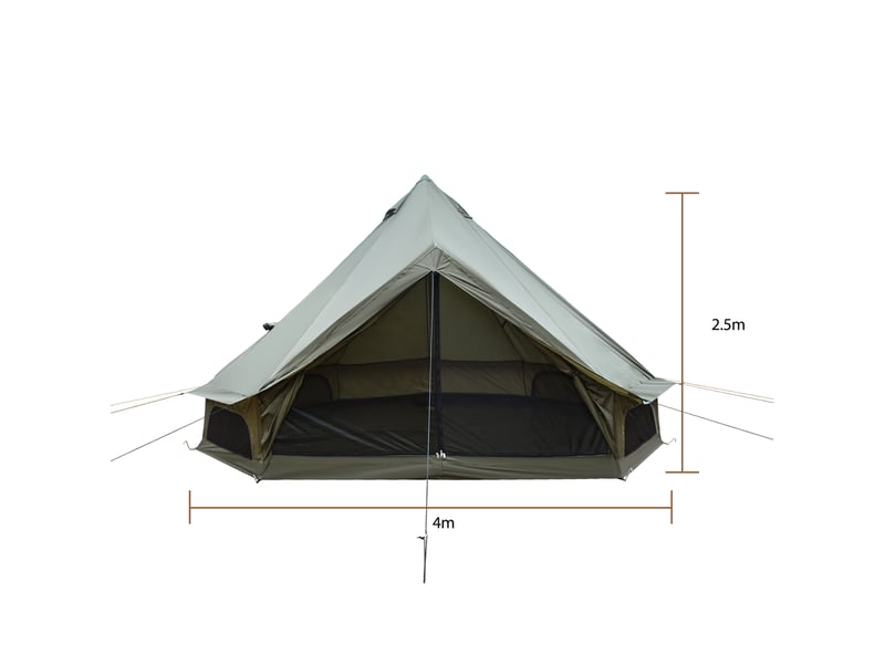  Tente cloche oxford verte 4 saisons 4-8 personnes, 13,1 ft, avec sortie pour poêle  - Conforama C
