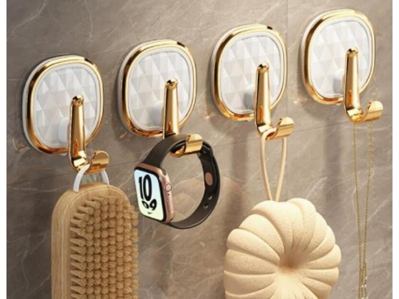  Quatre crochets en acrylique auto-adhésifs, adaptés aux salles de bains, cuisines, chambres, rangement étanche, blanc ZYS02166LHY - Conforama A