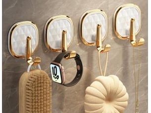 Quatre crochets en acrylique auto-adhésifs, adaptés aux salles de bains, cuisines, chambres, rangement étanche, blanc