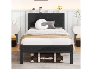 Lit simple 90x200 cm SOGEU coloris noir