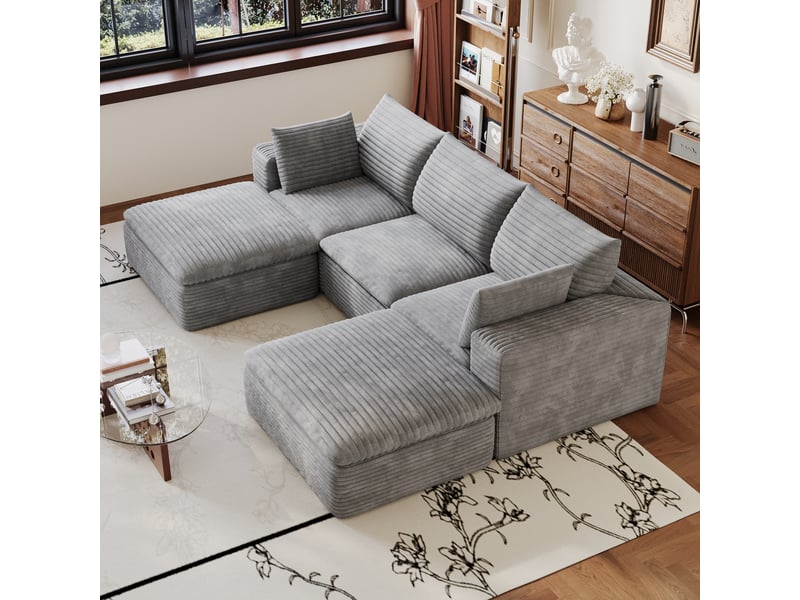  Canapé de salon, canapé cloud – sans montage, style cloud, gris foncé, en velours tricoté, 260 cm  - Conforama E