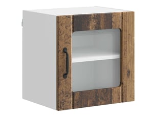 Meuble mural de cuisine, cabinet en verre mural bois ancien 40x31x40cm shl6144
