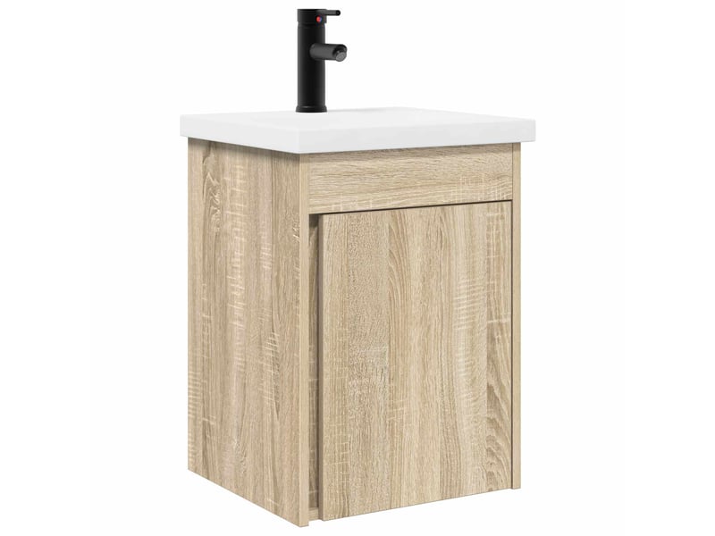 Meuble de rangement salle de bain avec robinet chêne sonoma shl9245 - Conforama A