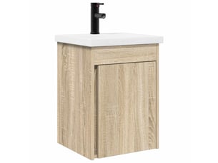 Meuble de rangement salle de bain avec robinet chêne sonoma shl9245