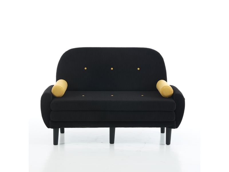Fauteuil relax noir en velours côtelé avec coffre de rangement et dossier ajustable pour salon moderne - Conforama A