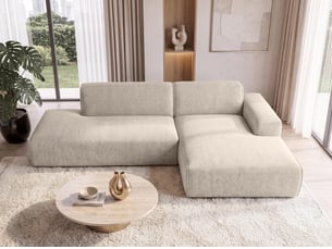 Canapé d'angle droit fixe <strong>AX LIVING </strong> <strong>Didim Duo</strong> 4 places Tissu beige